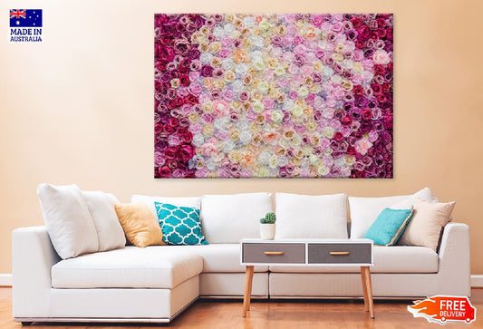 Colorful Decorated Roses on Wall Photograph Print 100% Australian Made