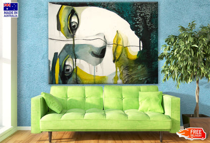 Woman Face Green White Abstract Design Print 100% Australian Made