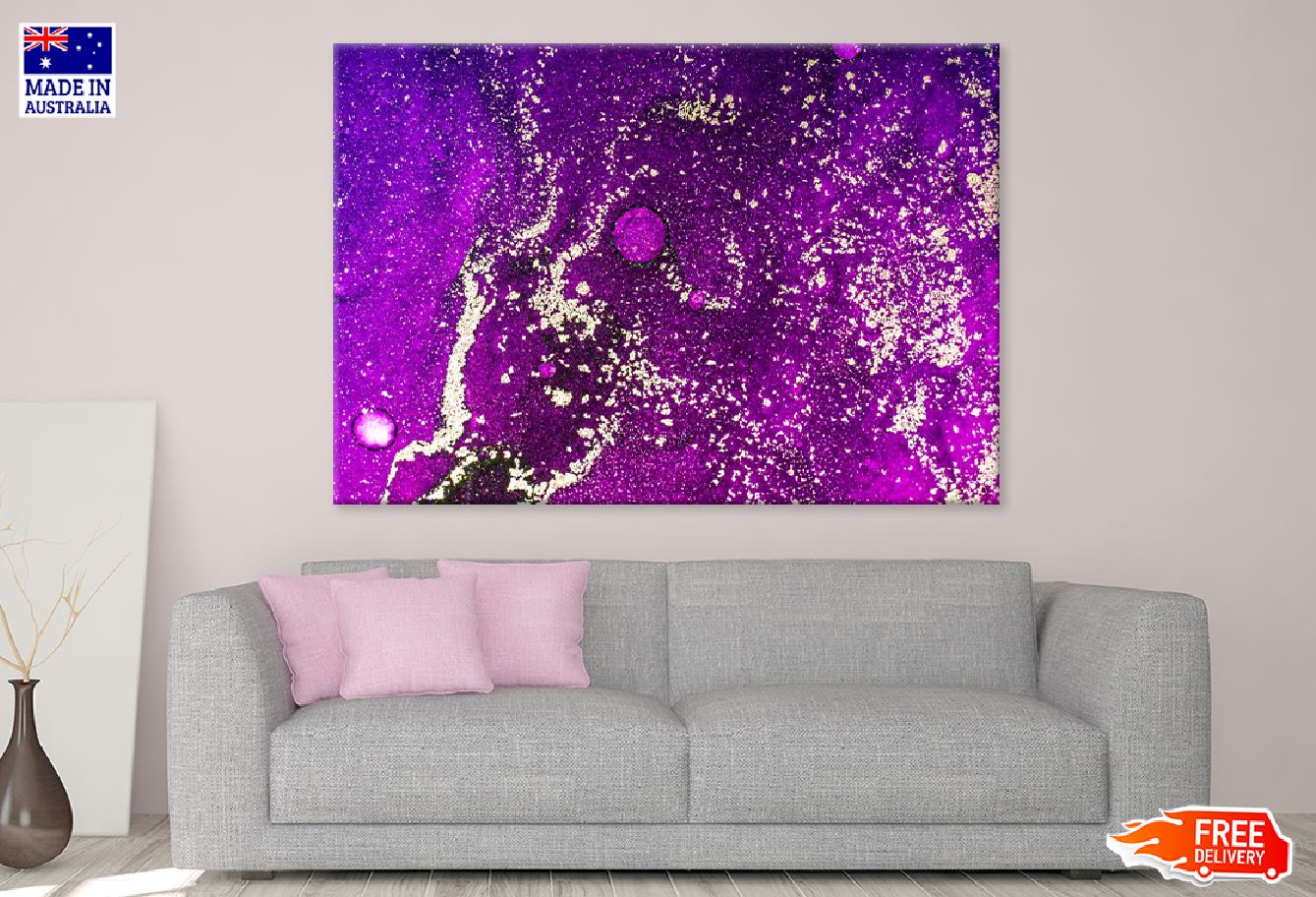 Dark Purple & Gold Abstract Design Print 100% Australian Made