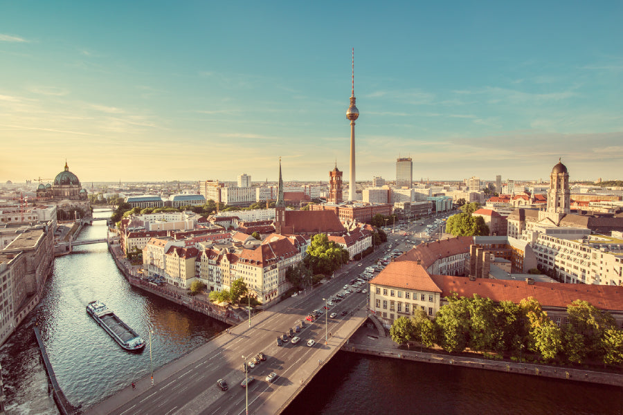 Aerial View Berlin Skyline Tower Photograph Home Decor Premium Quality Poster Print Choose Your Sizes