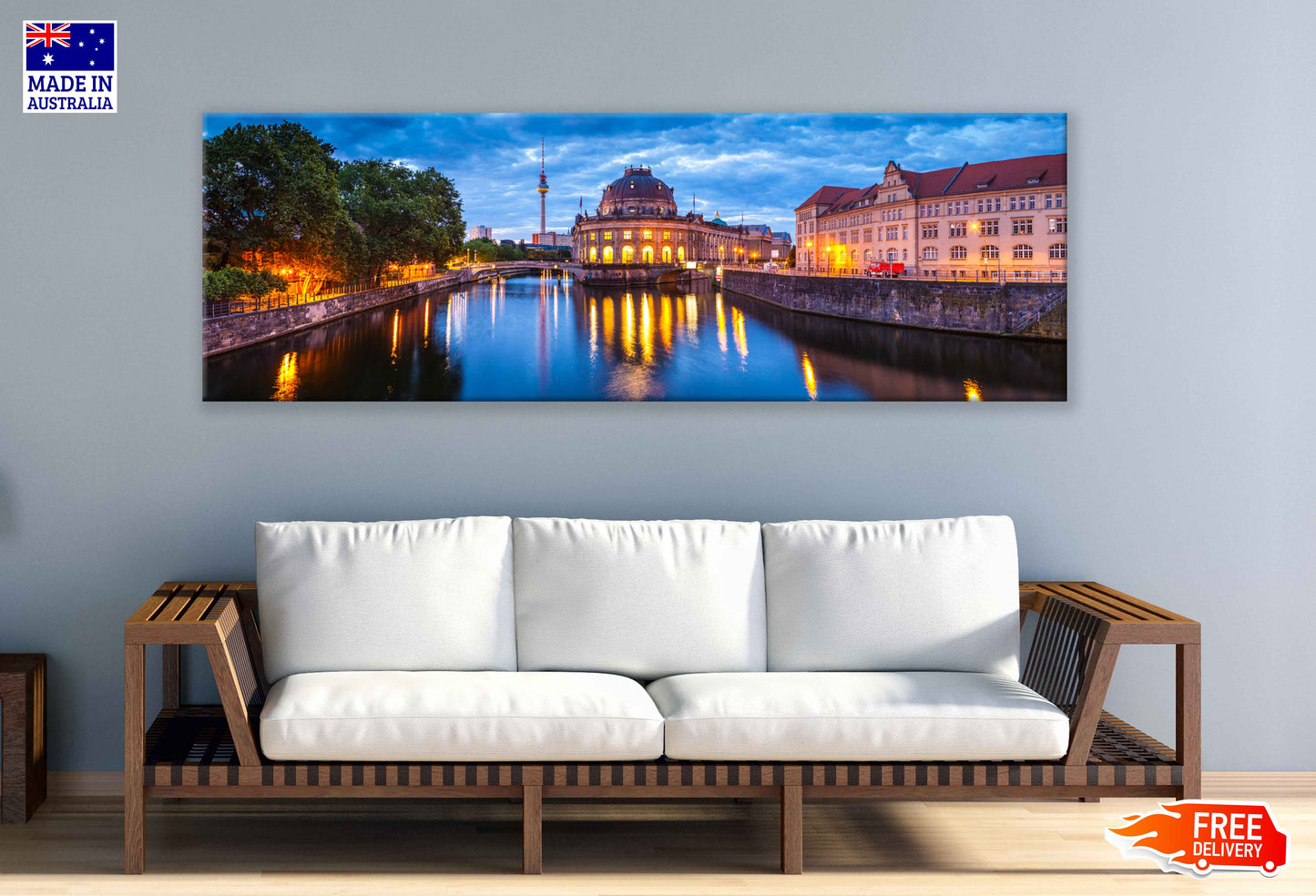 Panoramic Canvas Bode Museum Night View Photograph High Quality 100% Australian Made Wall Canvas Print Ready to Hang