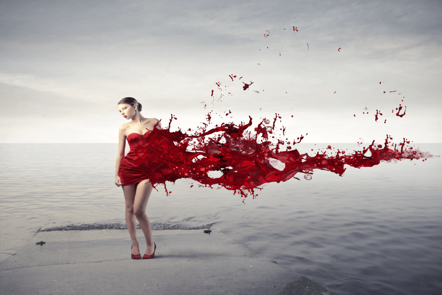 Woman with Dress Melting in Red Paint Digital Art Print 100% Australian Made