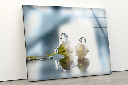 Flowers with Waterdrops on Glass Photograph Acrylic Glass Print Tempered Glass Wall Art 100% Made in Australia Ready to Hang