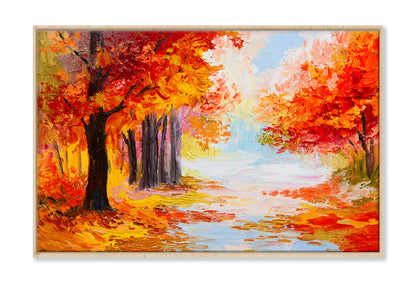 Autumn Forest Colorful Trees Wall Art Limited Edition High Quality Print Canvas Box Framed Natural