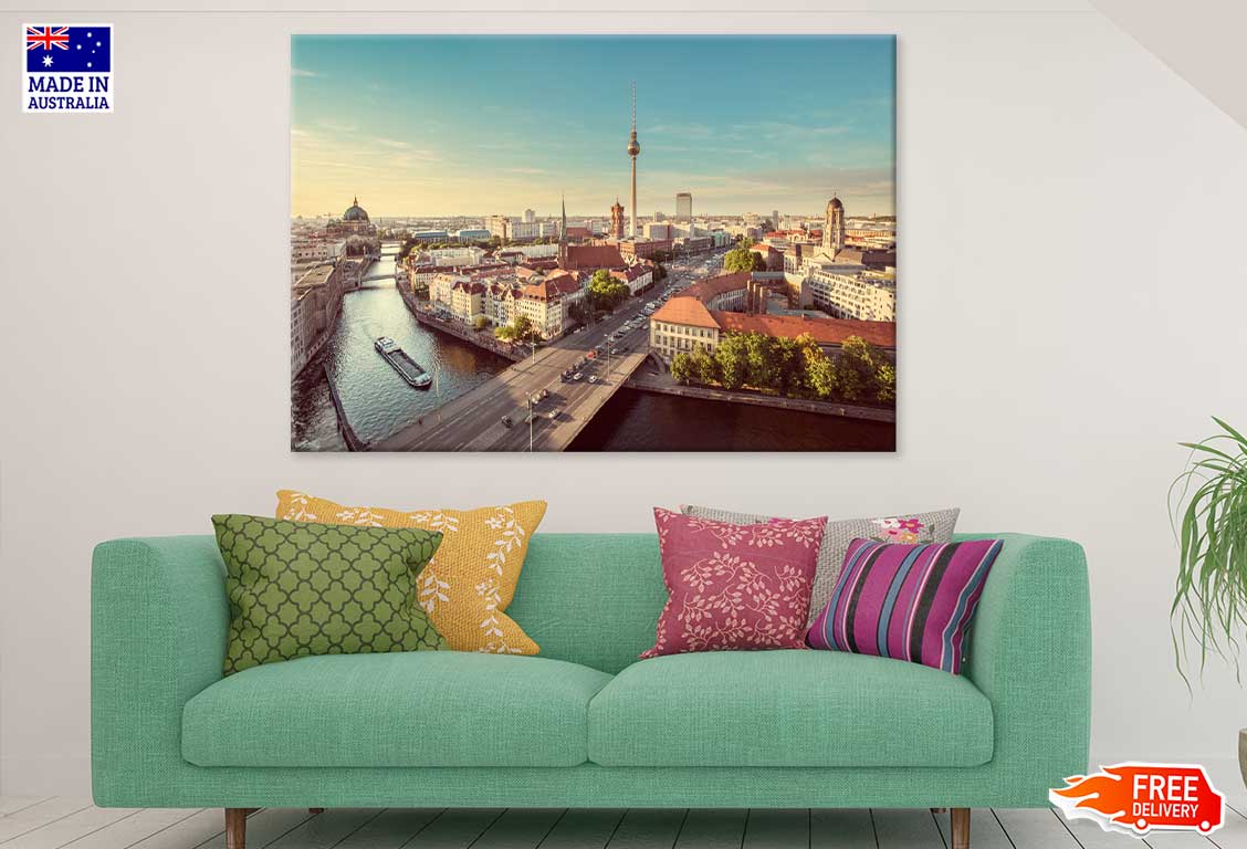 Aerial View Berlin Skyline Tower Print 100% Australian Made