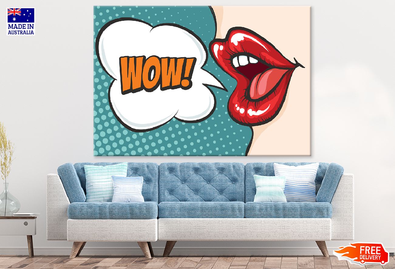 WOW Quote & Girl Mouth Vector Print 100% Australian Made