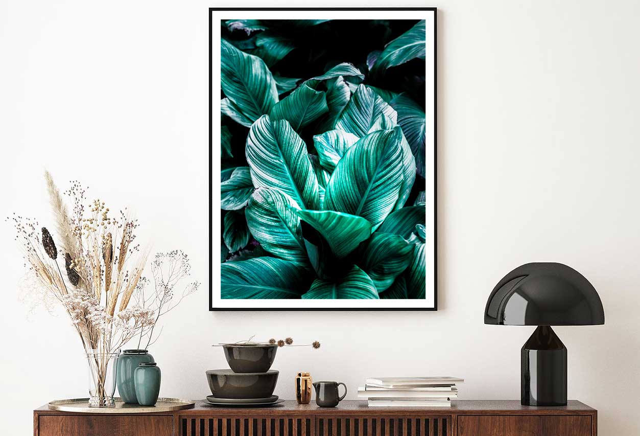 Tropical Green Leaves Closeup View Photograph Home Decor Premium Quality Poster Print Choose Your Sizes