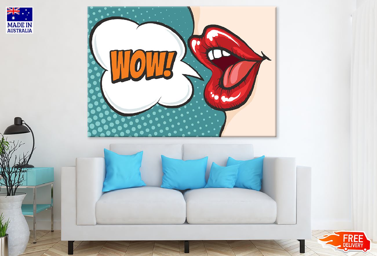 WOW Quote & Girl Mouth Vector Print 100% Australian Made