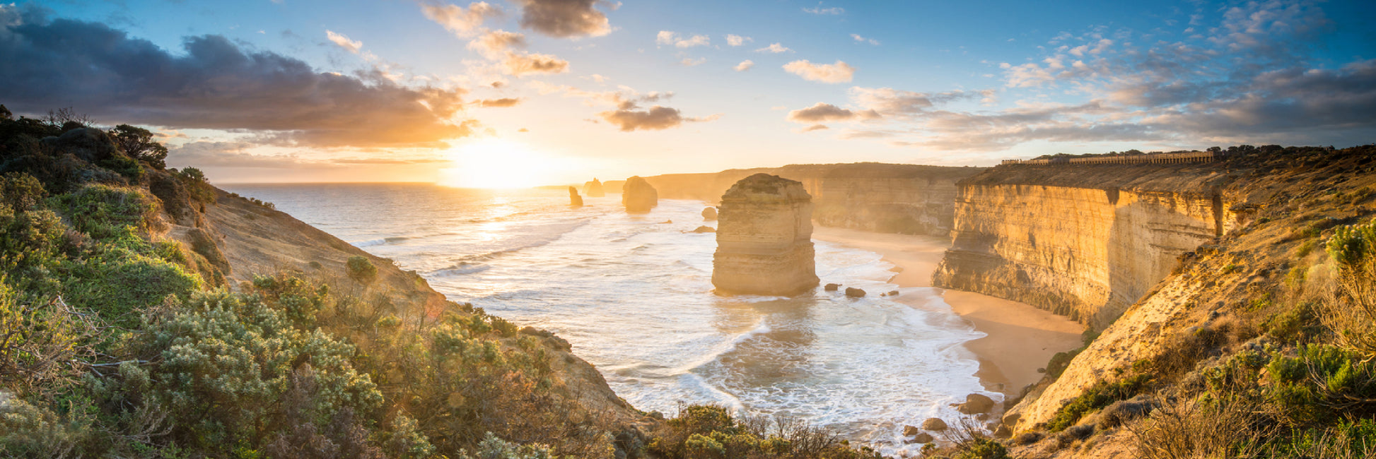 Panoramic Canvas Twelve Apostles Sunset Photograph High Quality 100% Australian Made Wall Canvas Print Ready to Hang