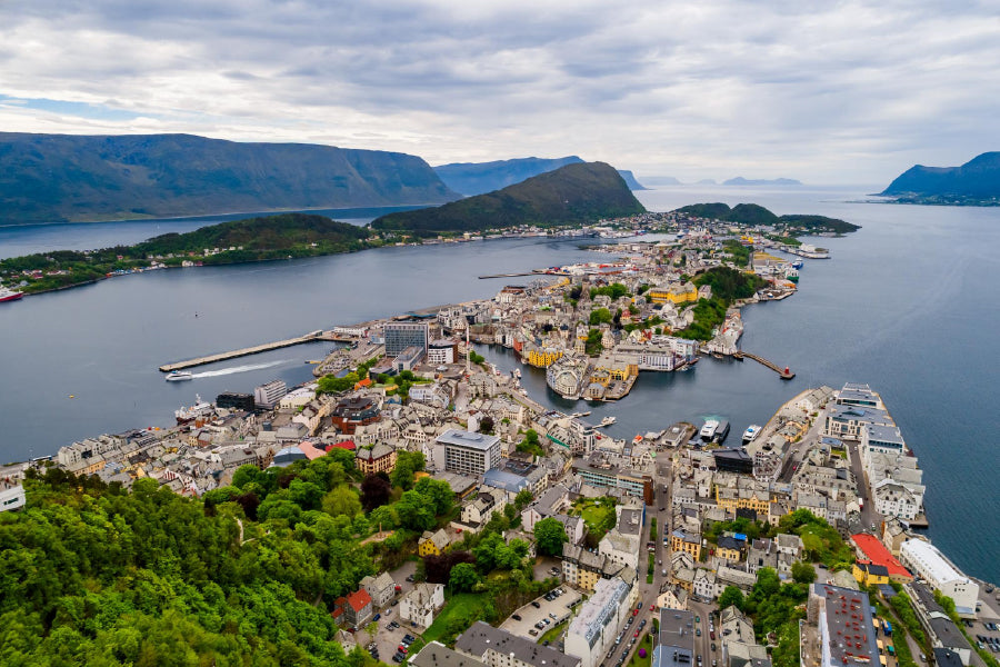 Aksla City Alesund Norway Aerial View Photograph Print 100% Australian Made