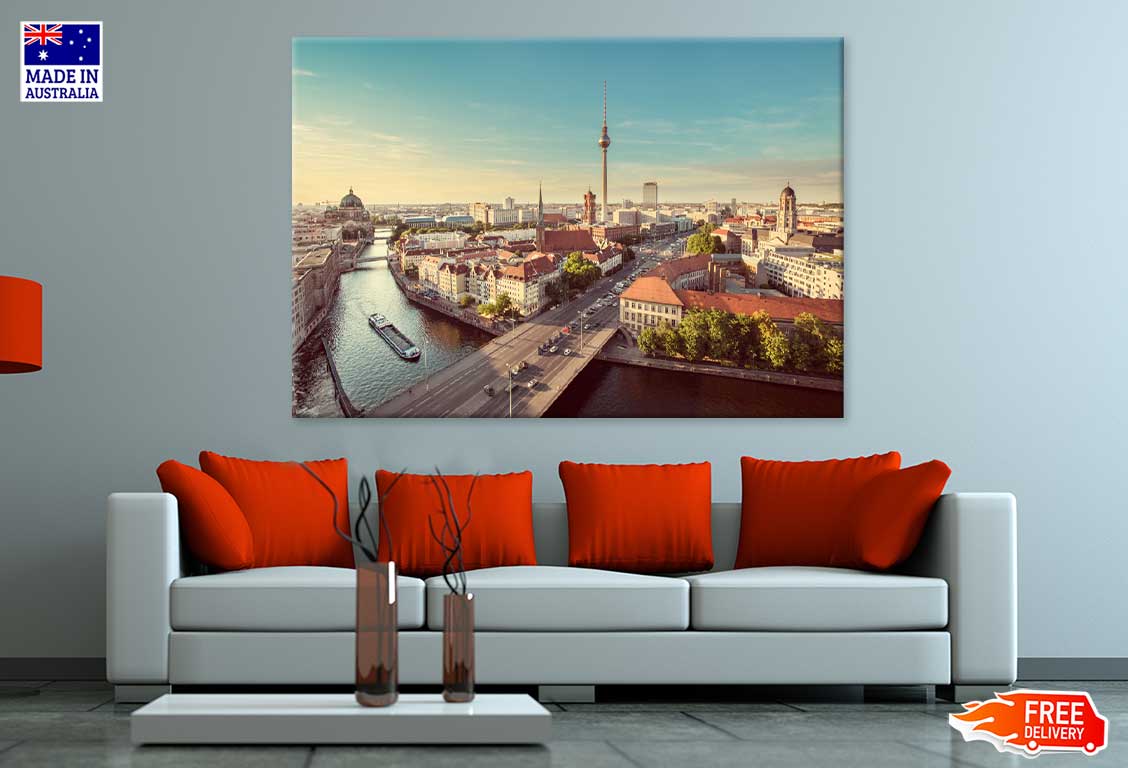 Aerial View Berlin Skyline Tower Print 100% Australian Made