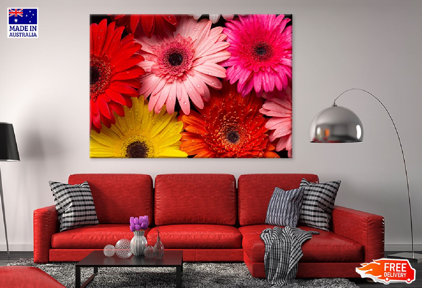 Multicoloured Gerbera Flowers View Photograph Print 100% Australian Made