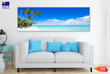 Panoramic Canvas Sunny Beach & White Sand View Photograph High Quality 100% Australian Made Wall Canvas Print Ready to Hang