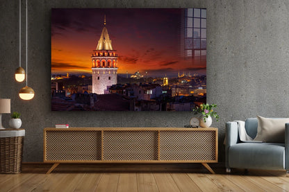 Galata Tower Istanbul Print Tempered Glass Wall Art 100% Made in Australia Ready to Hang