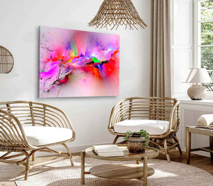 Bella Home Red Paint Color Splash Abstract Print Canvas Ready to hang