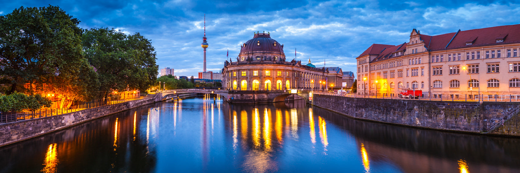 Panoramic Canvas Bode Museum Night View Photograph High Quality 100% Australian Made Wall Canvas Print Ready to Hang