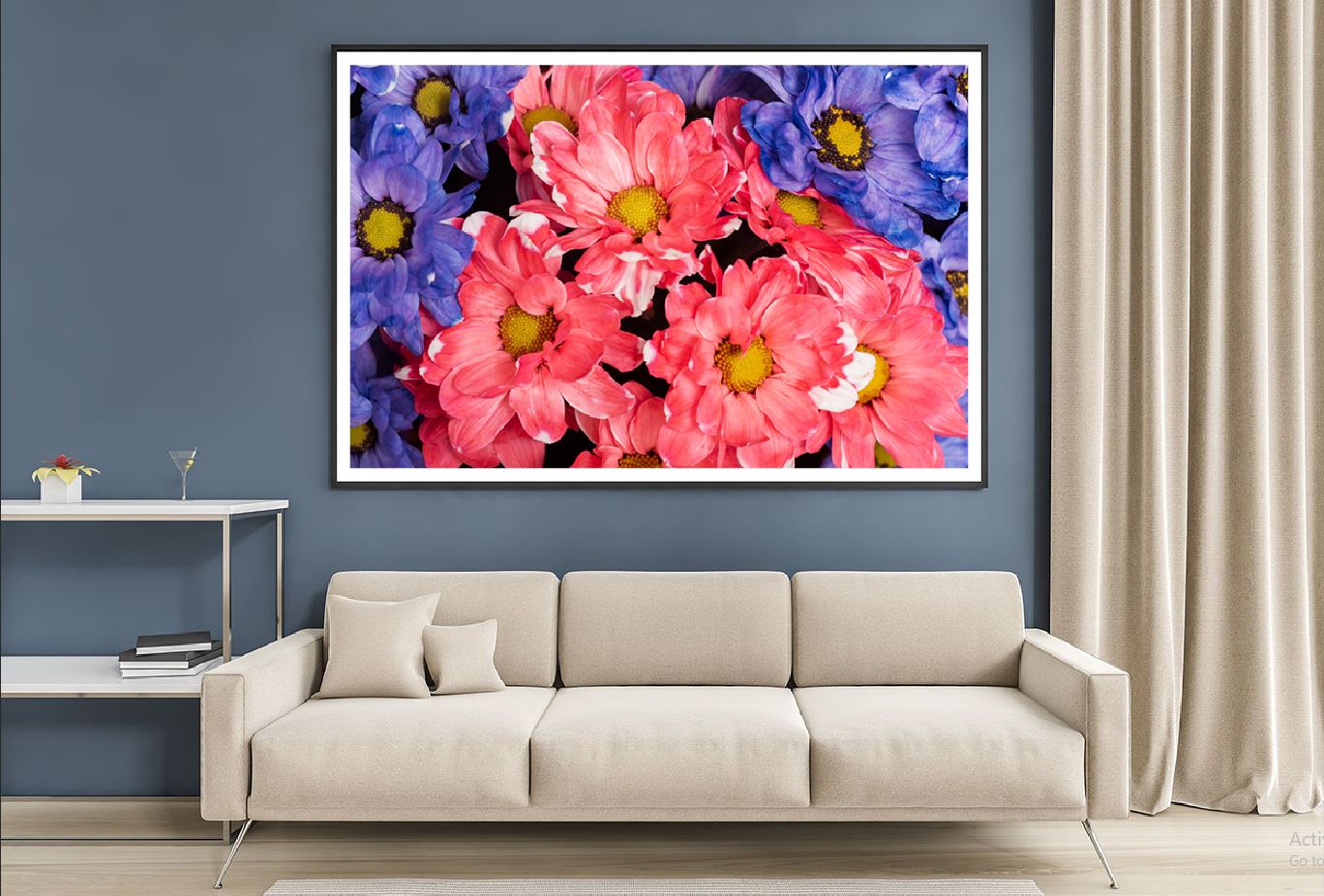 Pink & Purple Daisy Flowers View Photograph Home Decor Premium Quality Poster Print Choose Your Sizes