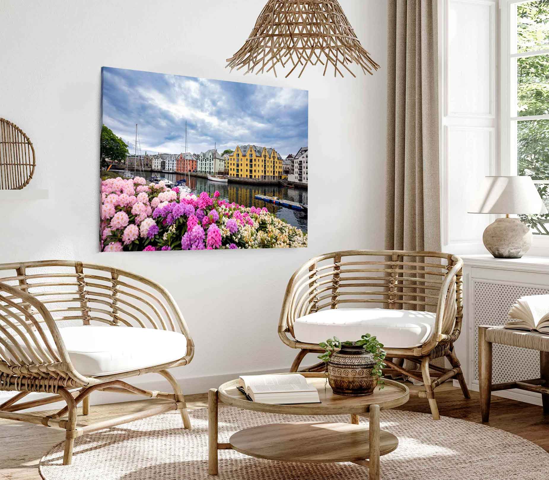 Bella Home Aksla City Sea Port Photograph Print Canvas Ready to hang