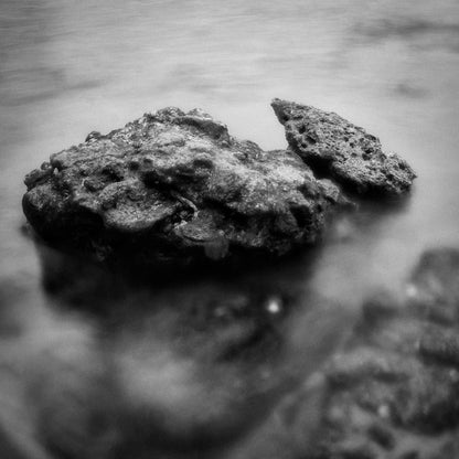 Square Canvas Rock on Lake B&W Photograph High Quality Print 100% Australian Made