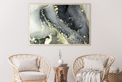 Grey Black & Gold Splash Abstract Design Home Decor Premium Quality Poster Print Choose Your Sizes