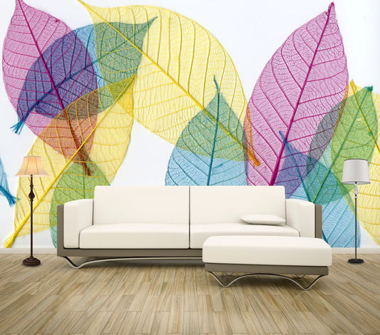 Wallpaper Murals Peel and Stick Removable Colorful Leaves High Quality