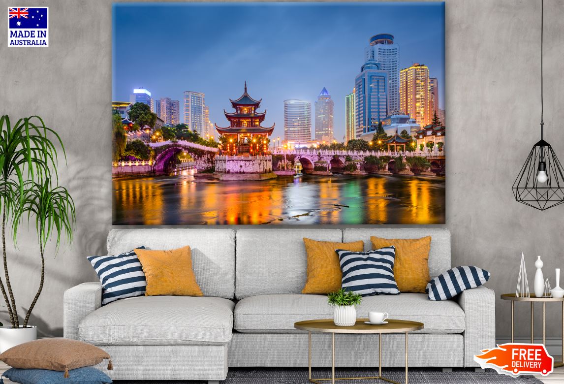 Guiyang, China Skyline at Jiaxiu Pavilion on the Nanming River Photograph Print 100% Australian Made