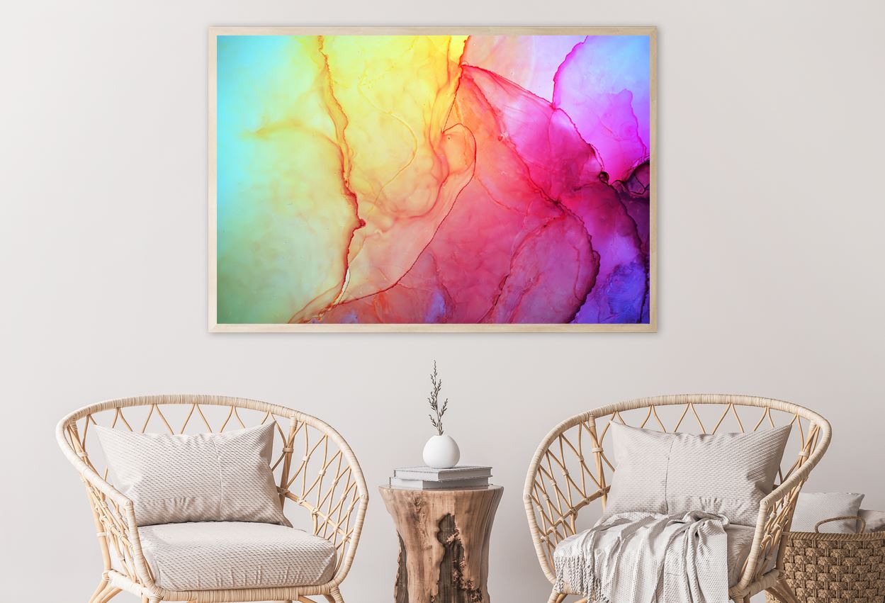 Pink Yellow & Blue Abstract Design Home Decor Premium Quality Poster Print Choose Your Sizes