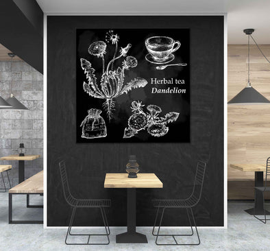 Square Canvas Dandelion Herbal Tea Vector Design High Quality Print 100% Australian Made