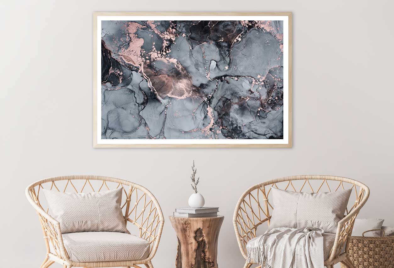 Grey & Pink Alcohol Ink Abstract Design Home Decor Premium Quality Poster Print Choose Your Sizes