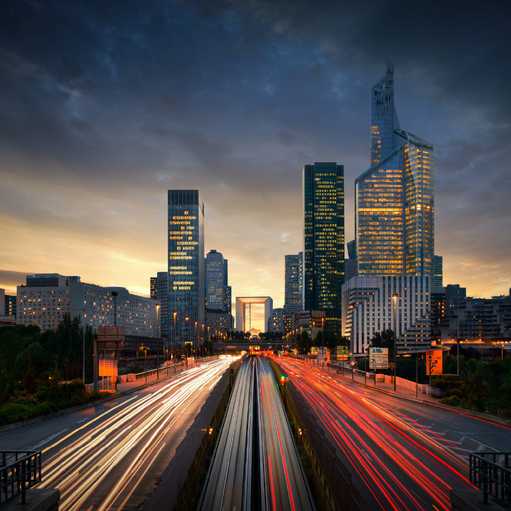 Square Canvas Road in Paris La Defense View Photograph High Quality Print 100% Australian Made