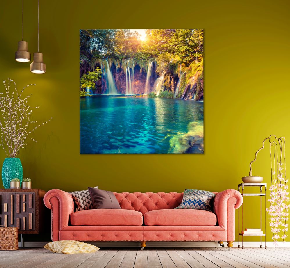 Square Canvas Plitvice Lakes National Park View Photograph High Quality Print 100% Australian Made