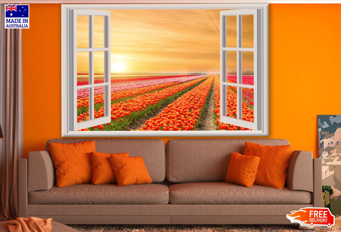 Stunning Floral Field View from Window Photograph Print 100% Australian Made