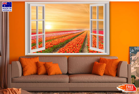 Stunning Floral Field View from Window Photograph Print 100% Australian Made