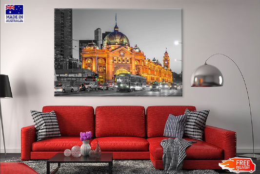 Flinders Street in Melbourne B&W Photograph Print 100% Australian Made