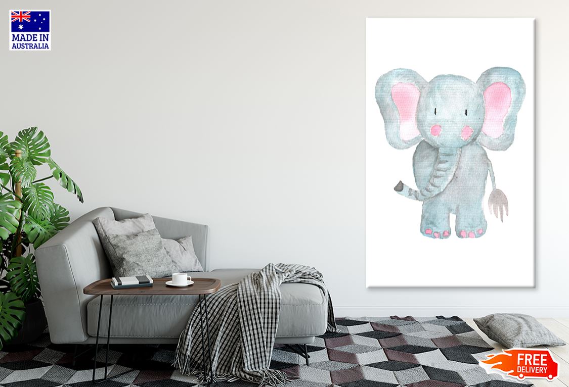 Elephant Watercolor Painting Nursery & Kids Print 100% Australian Made