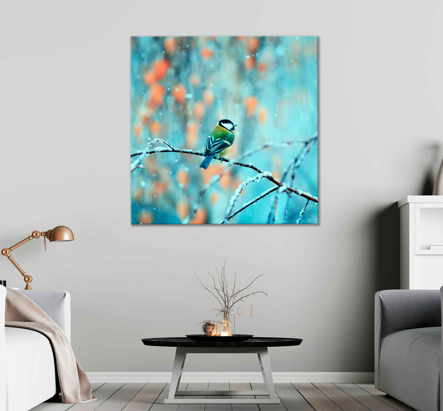 Square Canvas Bird Sitting in The Park High Quality Print 100% Australian Made