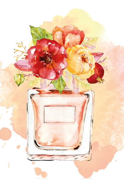 Colorful Perfume & Flowers Watercolor Painting Print 100% Australian Made