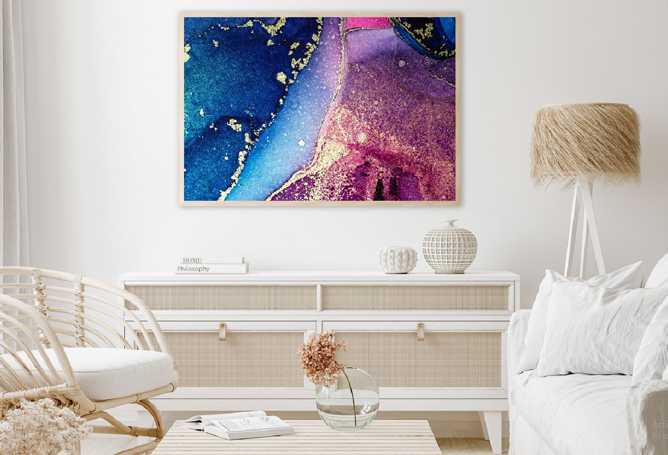 Dark Blue & Pink Gold Abstract Design Home Decor Premium Quality Poster Print Choose Your Sizes