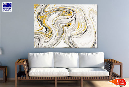 White & Black Gold Lines Abstract Design Print 100% Australian Made