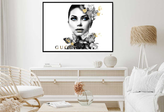 Fashion Girl B&W Gold Portrait Photograph Home Decor Premium Quality Poster Print Choose Your Sizes