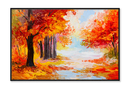 Autumn Forest Colorful Trees Wall Art Limited Edition High Quality Print Canvas Box Framed Black