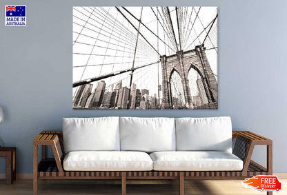 Brooklyan Bridge View B&W Photograph Print 100% Australian Made