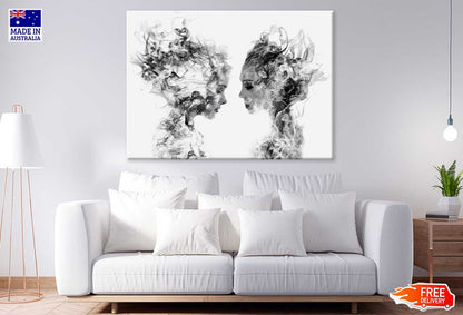 B&W Abstract Smoke Girls Design Print 100% Australian Made