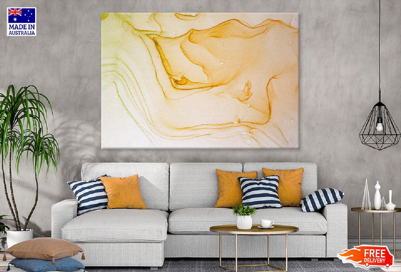 Golden Liquid Abstract Design Print 100% Australian Made