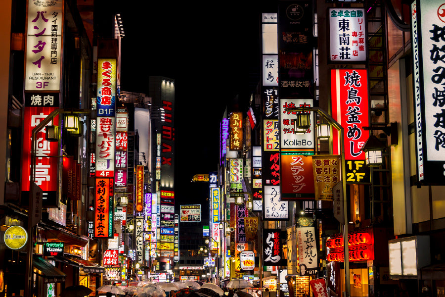 Night View Street in Shinjuku District Tokyo Print 100% Australian Made