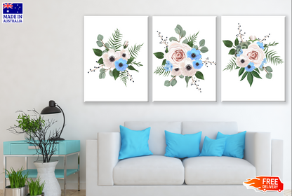 3 Set of Floral Art High Quality print 100% Australian made wall Canvas ready to hang