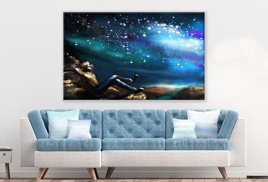 Man Looking at Stars Painting Print 100% Australian Made