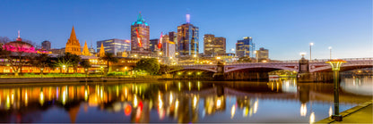 Panoramic Canvas City View Night Canal High Quality 100% Australian made wall Canvas Print ready to hang