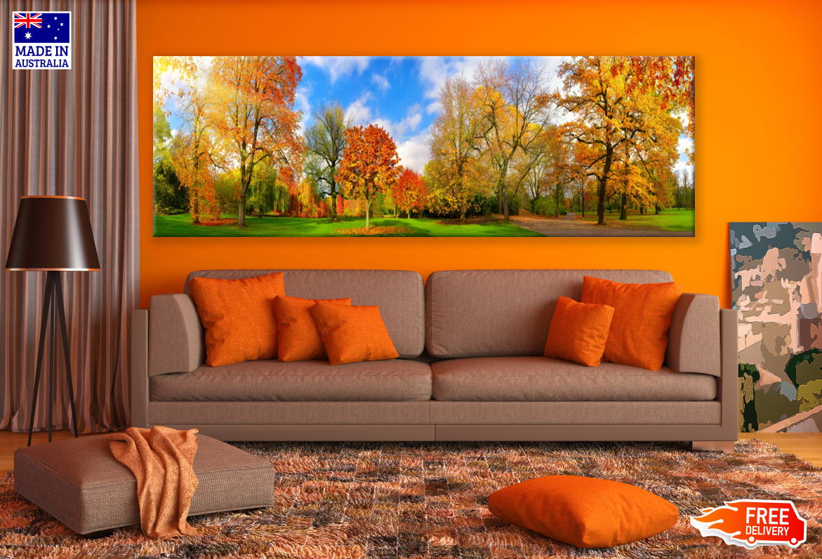 Panoramic Canvas Autumn Tree Park High Quality 100% Australian made wall Canvas Print ready to hang