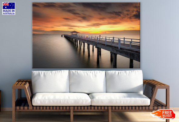 Wooden Pier with Hut Sunset Photograph Print 100% Australian Made